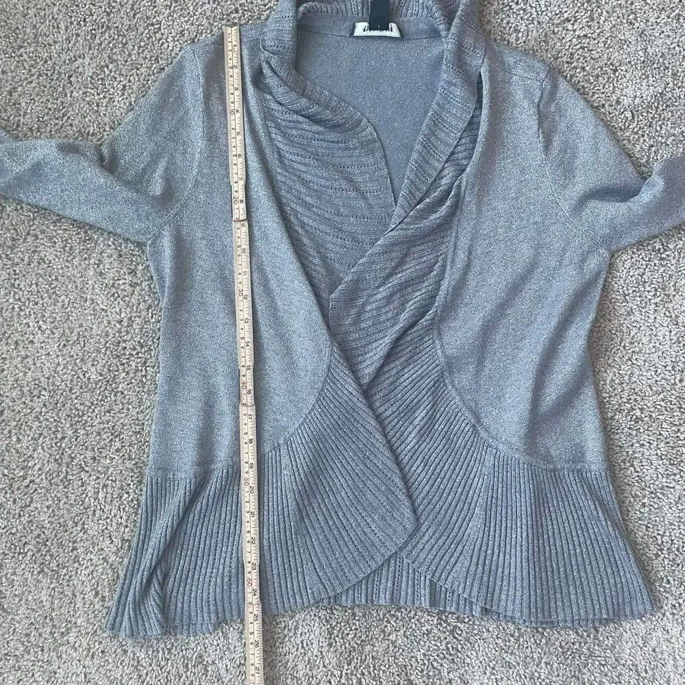 White House Black Market Sz L open front metallic cardigan - Picture 12 of 13